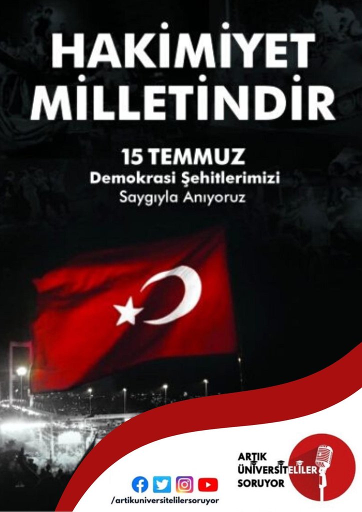 Artık Üniversiteliler Soruyor (@artikunisoruyor) on Twitter photo Yüce milletimiz tarihte olduğu gibi  15 Temmuz akşamı yine hainlere, çetelere, Türkiye Cumhuriyeti’nin düşmanlarına unutamayacakları bir ders vermiştir. Demokrasi nöbetimiz kutlu ve şanlı olsun. Yüce milletimiz tarihte olduğu gibi  15 Temmuz akşamı yine hainlere, çetelere, Türkiye Cumhuriyeti’nin düşmanlarına unutamayacakları bir ders vermiştir. Demokrasi nöbetimiz kutlu ve şanlı olsun.