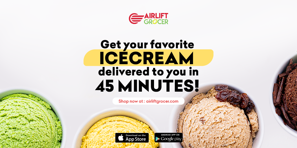 airlift_pk's tweet photo. Airlift Grocer launches the widest selection of icecream in Lahore! Order now and get your ice cream delivered in #45Minutes!

Shop Now at https://t.co/bUv6IXZO2e or download the app, available on Android and iOS. https://t.co/kEMDpSztdO