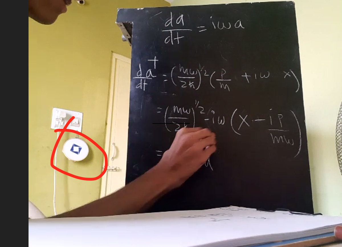 Running interviews online has its own set of challenges and also opportunities. At the <a href="/ictstifr/">ICTS</a> PhD admission interviews today, this sprightly candidate used the side of his TV cabinet as a blackboard and also had a clever Easter egg (hanging ICTS logo) in the back.