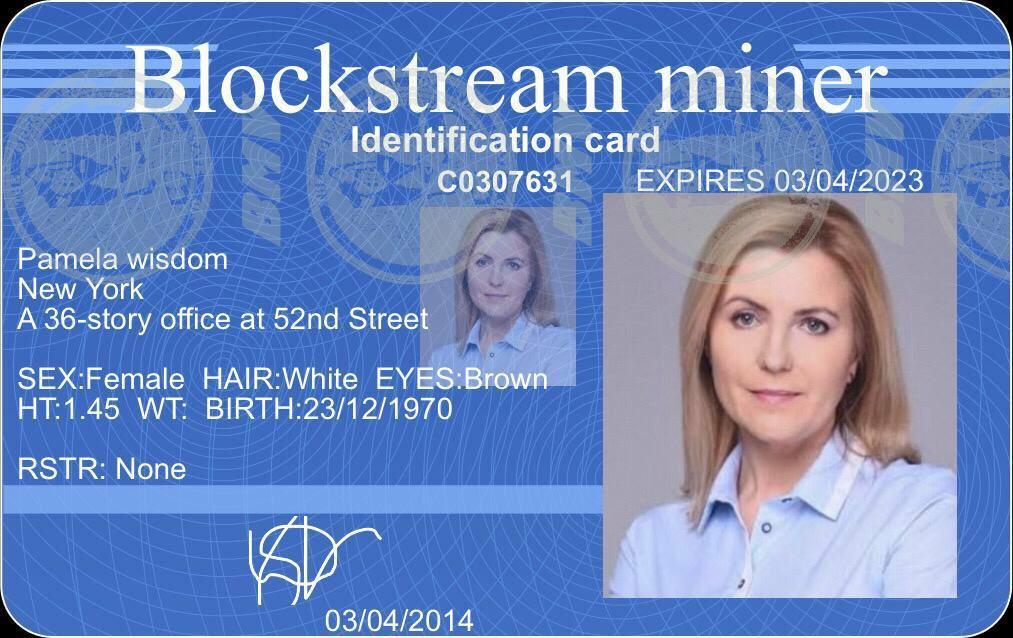 Excellion's tweet photo. If Pamela Wisdom contacts you on behalf of "Blockstream miner" it might be a scam. 😅 https://t.co/fxITLgnGKQ