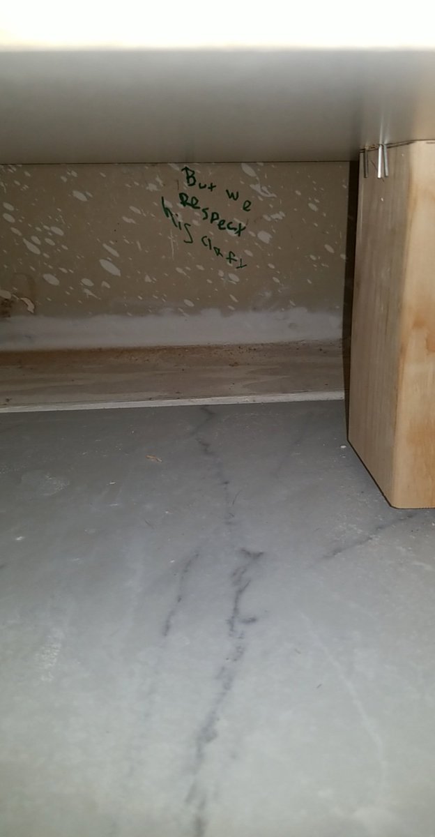 inyw21's tweet photo. In honor of today's #RQGaming episode drop! I managed to sneak in a memo on the wall of our kitchen!! @TheRustyQuill @AlexanderNewall @BraveSirFblthp @LydNicholas @Alecto101 @benrlmeredith #butwerespecthiscraft https://t.co/q6SZKfGi6k