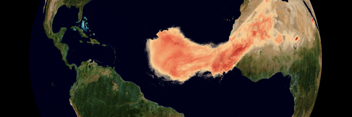 AschbacherJosef's tweet photo. This is unusual and very impressive. Saharan dust clouds reach Southern Europe regularly, but it is rare that they travel across the Atlantic @ESA_EO 
https://t.co/hEa06dLo7e https://t.co/IqLxYhRyMX