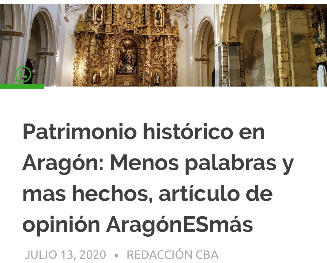 Compartimos con <a href="/aragonsomosmas/">#AragónESmás</a> la exposición de motivos, reflexiones, datos y propuestas para recuperar y restaurar el #patrimonio cultural aragonés, de una vez por todas, lejos de protagonismos y focos mediáticos tan de gusto político y escaso resultado
comunicacionbajoaragon.com/patrimonio-his…