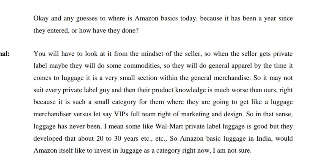 Management on Amazon basics.(I think private labelling will always be a challange for so many sectors including luggage.)8/11