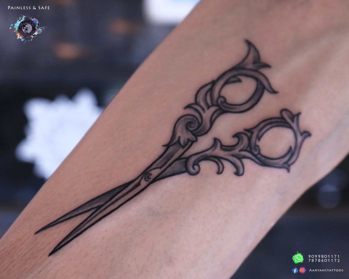 X \ Tattoos Piercings India على X: "Scissor tattoo design... #Smalltattoo #Scissortattoo #Filigreetattoo #Teamaaryans #Aaryans #ahmedabad #India Contact for Appointments: Bodakdev: 9099801171 Chandkheda: 78786011 https://t.co/pTKs90fFUv"