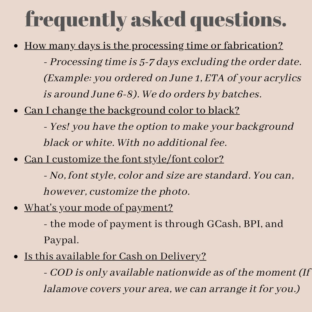 frequently asked questions.  if you have any more questions, drop me a dm.