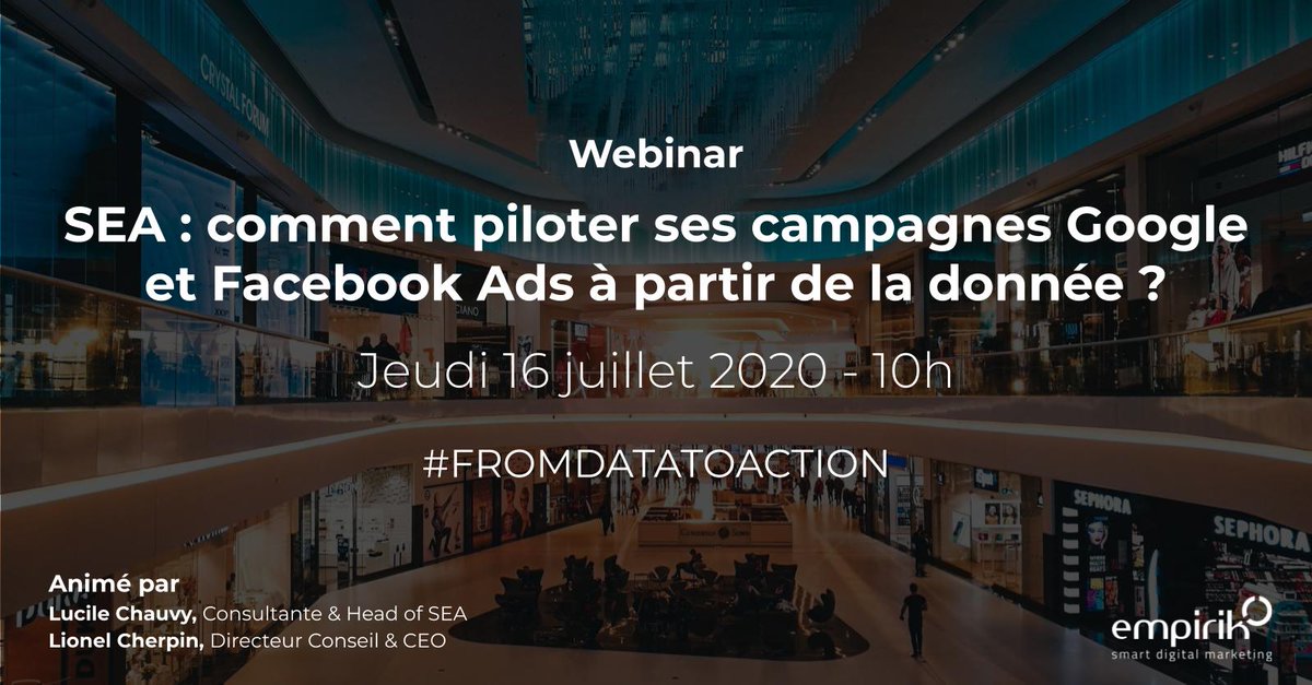 💡Quels KPIs privilégier pour mesurer l'impact de ses campagnes SEA &amp; Social Ads ? Comment piloter à partir de la donnée ?

➡️RDV ce jeudi pour notre dernier webinar, présenté par Lionel Cherpin et Lucile Chauvy. 

👉Inscriptions : bit.ly/2NLqwg4