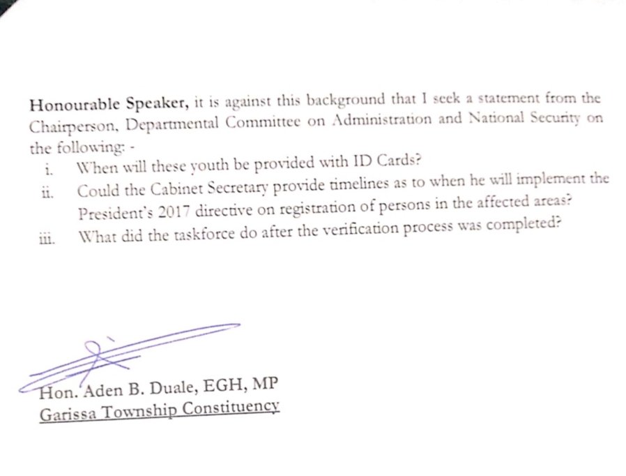 O Xrhsths Hon Aden Duale Egh Mp Sto Twitter Today I Sought A Statement From The Departmental Committee On Administration And National Security On The Status Of Registration Of Over 000 Persons O Xrhsths Hon Aden Duale Egh Mp Sto Twitter Today I Sought A Statement From The Departmental Committee On Administration And National Security On The Status Of Registration Of Over 000 Persons
