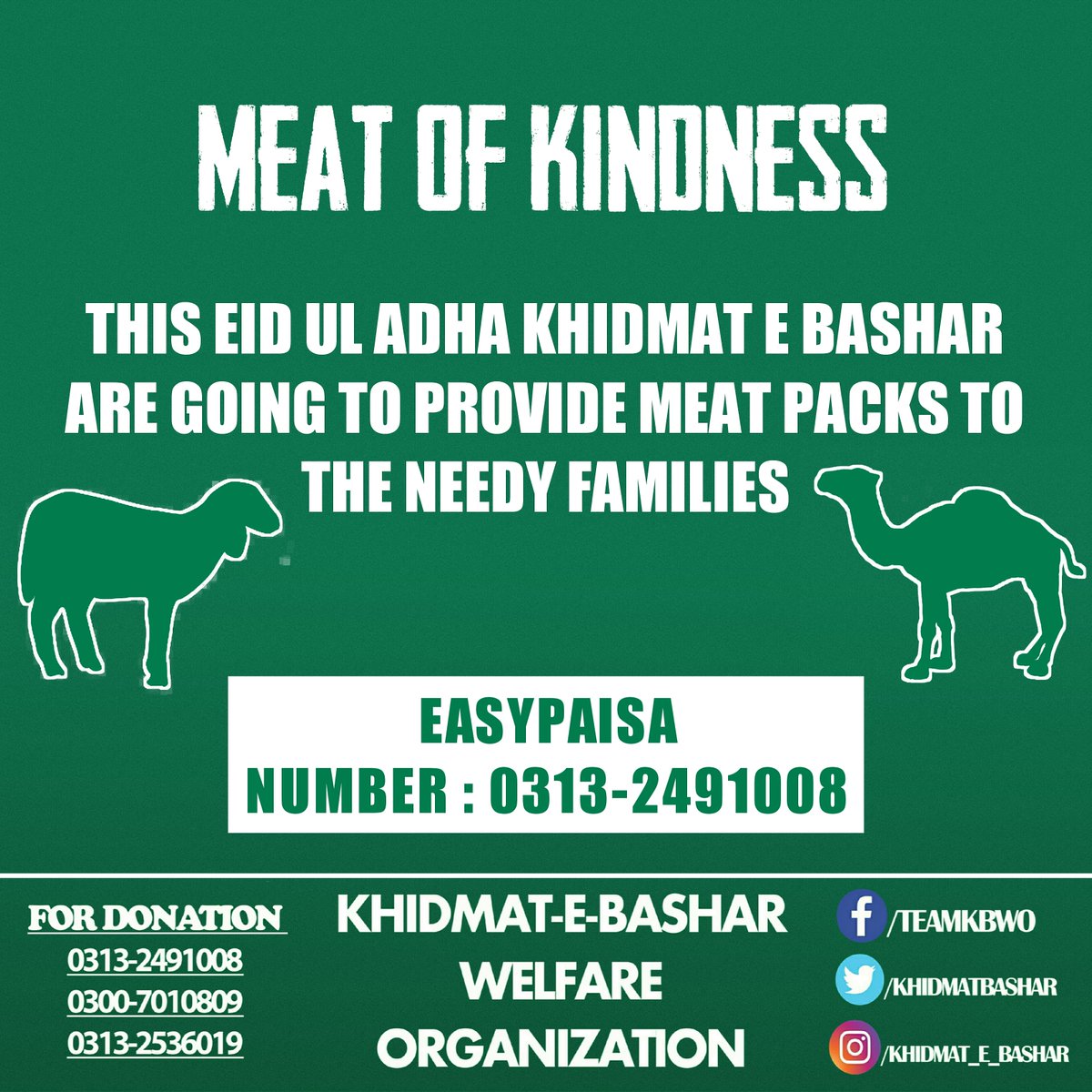 khidmatebashar's tweet photo. This Eid ul Azah KHIDMAT E BASHAR is going to distribute Meat of Kindness to the deserving ones inshallah❤️
#merasheharmerelog #TeamKBWO #MeatOfKindness https://t.co/i51x158Arm