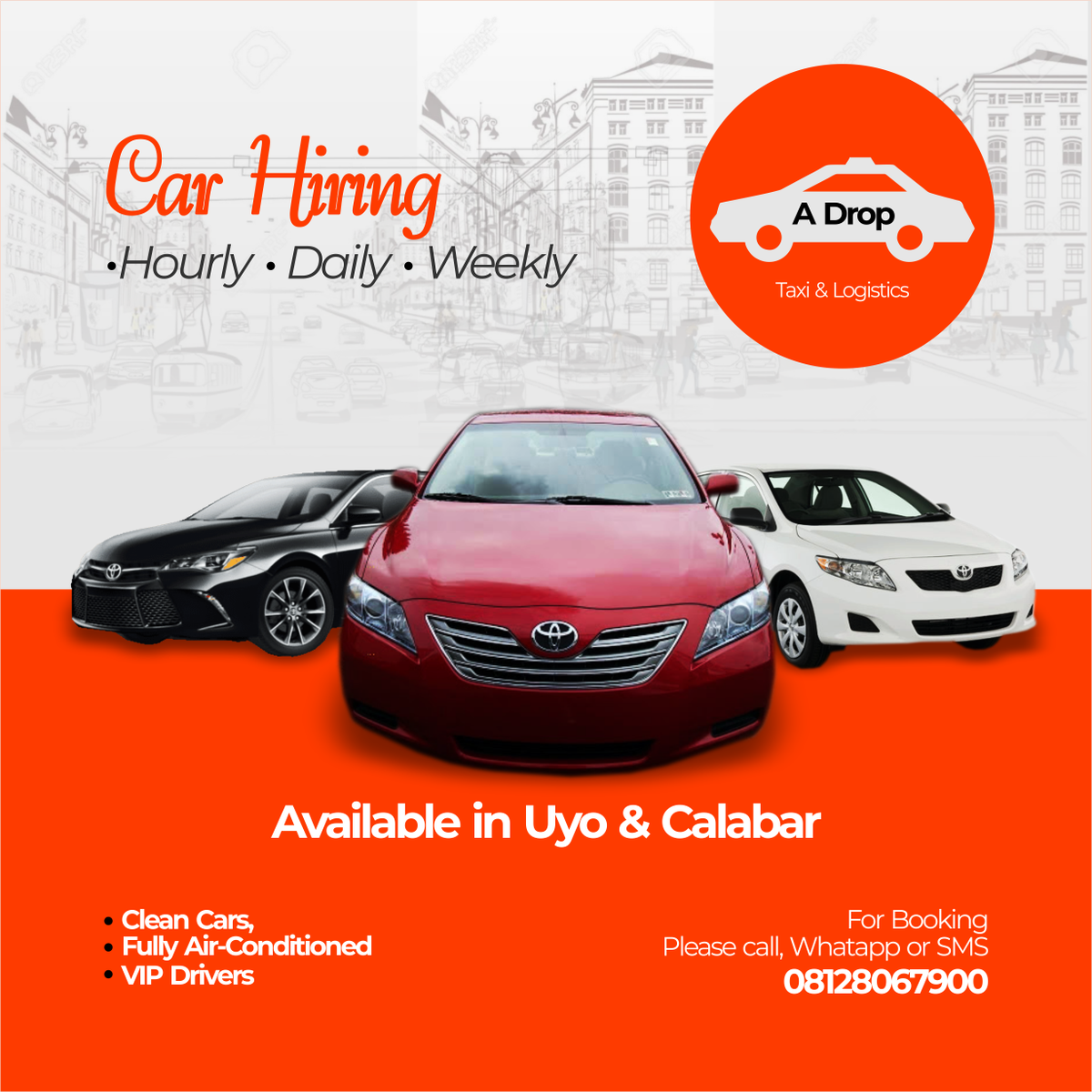 Weddingplusng's tweet photo. Experience Comfort, Luxury and Safety.

Travel with A Drop Taxi &amp; Logistics to anywhere, anytime and anyday.

Clean, non colored fully air-conditioned Cars, Vip Drivers, and very affordable.

Book A Trip: Call/Whatsapp 08128067900 https://t.co/xVgd1NOEHw