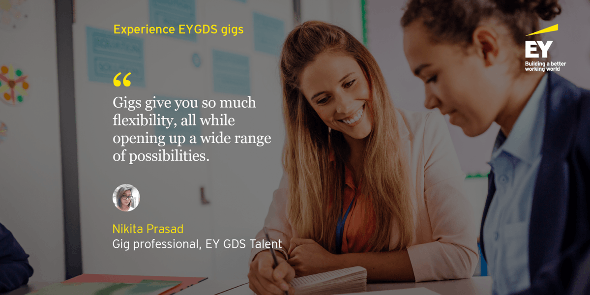EY_GDSCareers's tweet photo. If you are a person with several skills, gigs can be your ticket to explore opportunities. Nikita says, flexibility and possibilities are endless. It has given her the chance to explore a plethora of roles to engage all her skills. Join the gig revolution. https://t.co/qaVo7bdkiz https://t.co/pZ56qPIryG