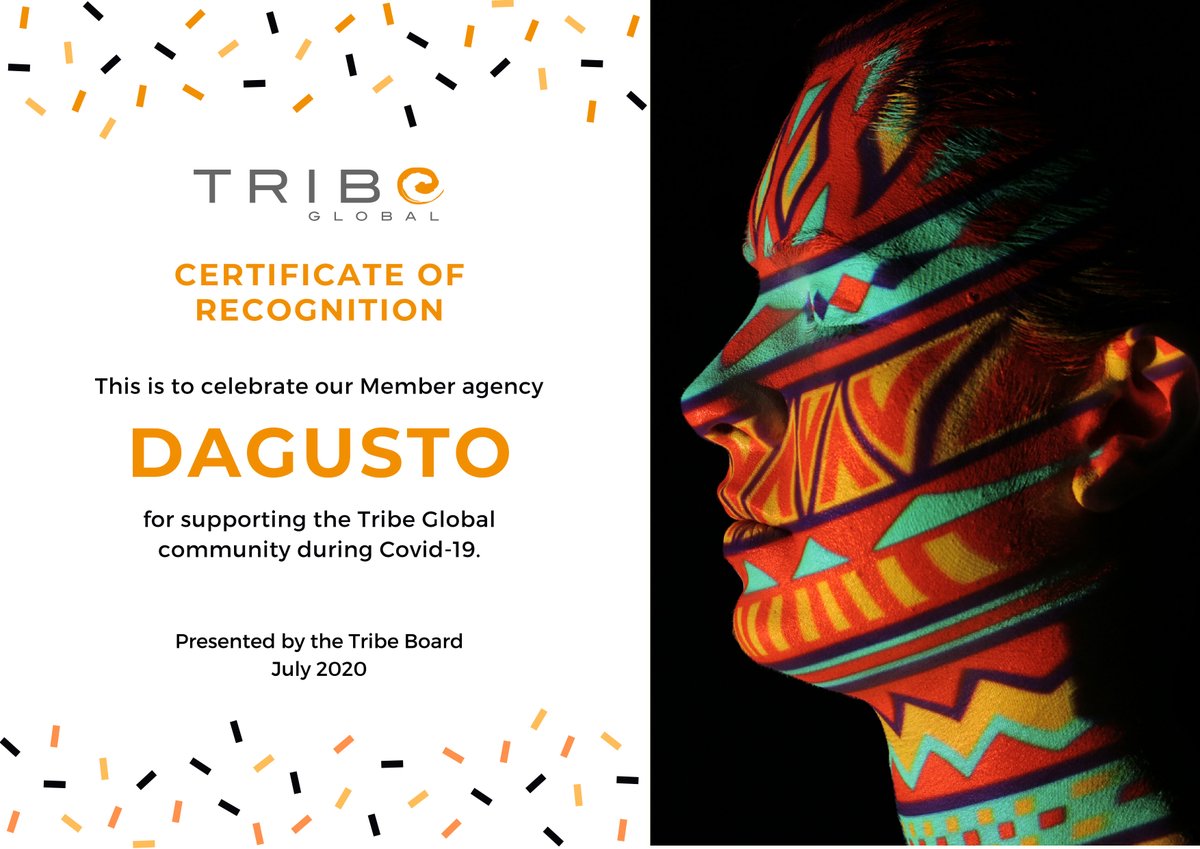 Semana llena de buenas vibras al recibir el reconocimiento de <a href="/Tribe__Global/">Tribe Global</a> por el apoyo durante la pandemia #covid19 . Orgullosas de formar parte de la unión entre agencias a nivel global 🌍 de #Tribe en  todo momento. #digitalmarketing #marketing #felizmiercoles #goodvibes