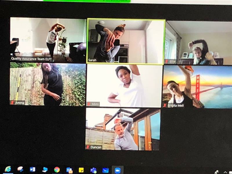 ElftQA's tweet photo. Wednesdays are when we pay particular attention to our physical and emotional wellbeing during these unusual times. Today the focus was definitely on the physical as 'the machine' @SimoniuxJ put us through our paces. #BodyCombat #WellbeingWednesday #GotASweatOn https://t.co/h7EnhXONmx