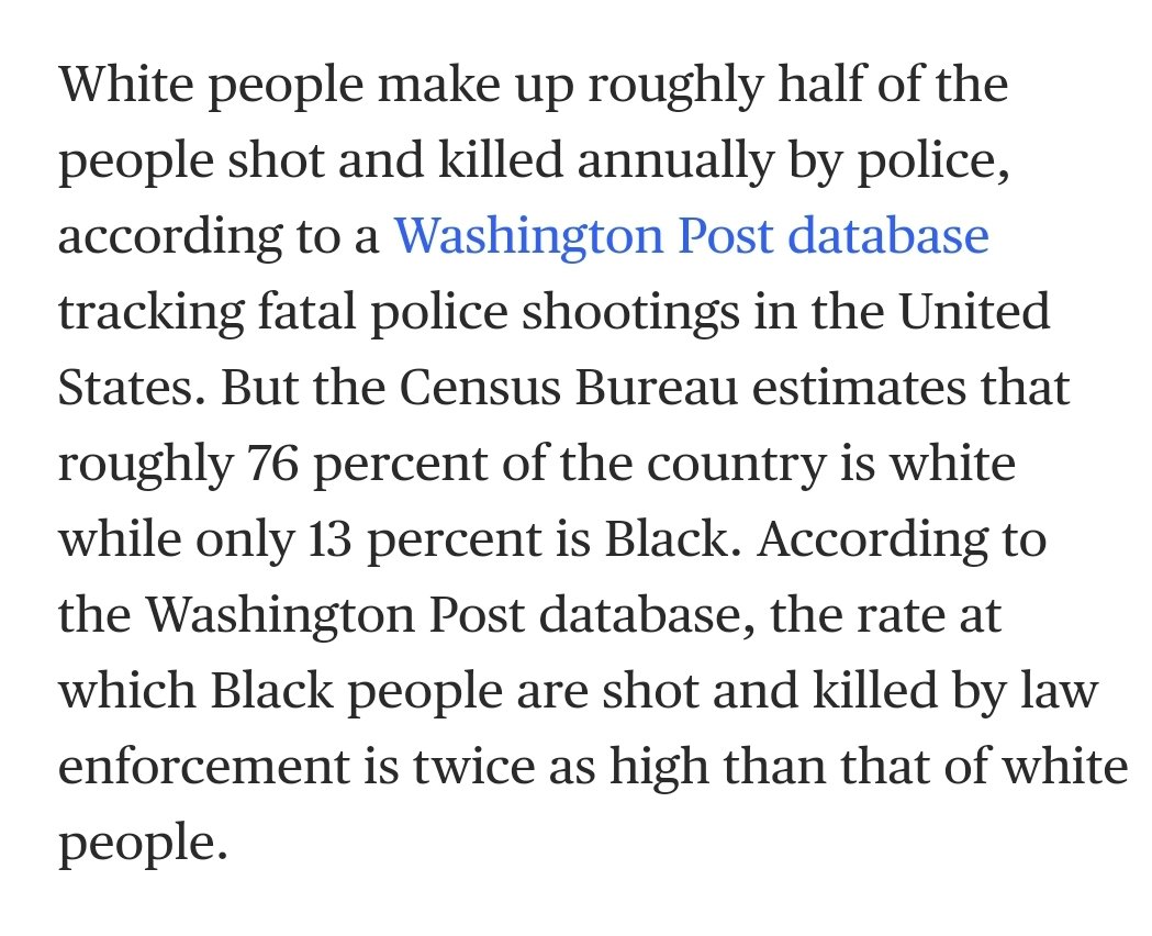 JayBearded's tweet photo. @NBCNews You stated "White people make up roughly half of the people shot..." the only time that more blacks are shot is when you separate it by race, then figure percentage. That does not show the true numbers by overall population. https://t.co/sXfNErK7DL