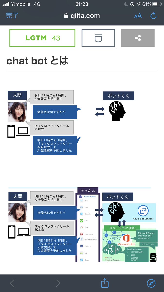 chomado's tweet image. #decode20 #A02 で発表した
Teams bot 開発ブログ記事、
実は最近ちょっと追記しました。

「chat bot とは」の部分を入れ忘れてたので入れて、
あと詳しい解説も加えました

→ qiita.com/chomado/items/…
ー