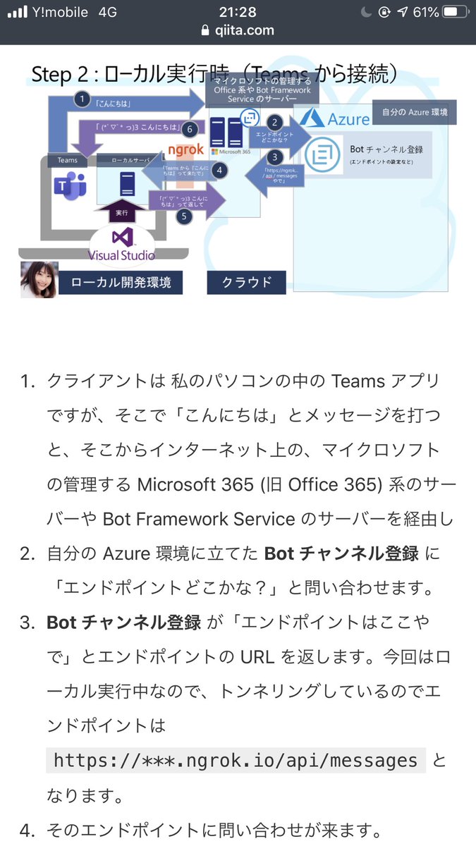 chomado's tweet image. #decode20 #A02 で発表した
Teams bot 開発ブログ記事、
実は最近ちょっと追記しました。

「chat bot とは」の部分を入れ忘れてたので入れて、
あと詳しい解説も加えました

→ qiita.com/chomado/items/…
ー