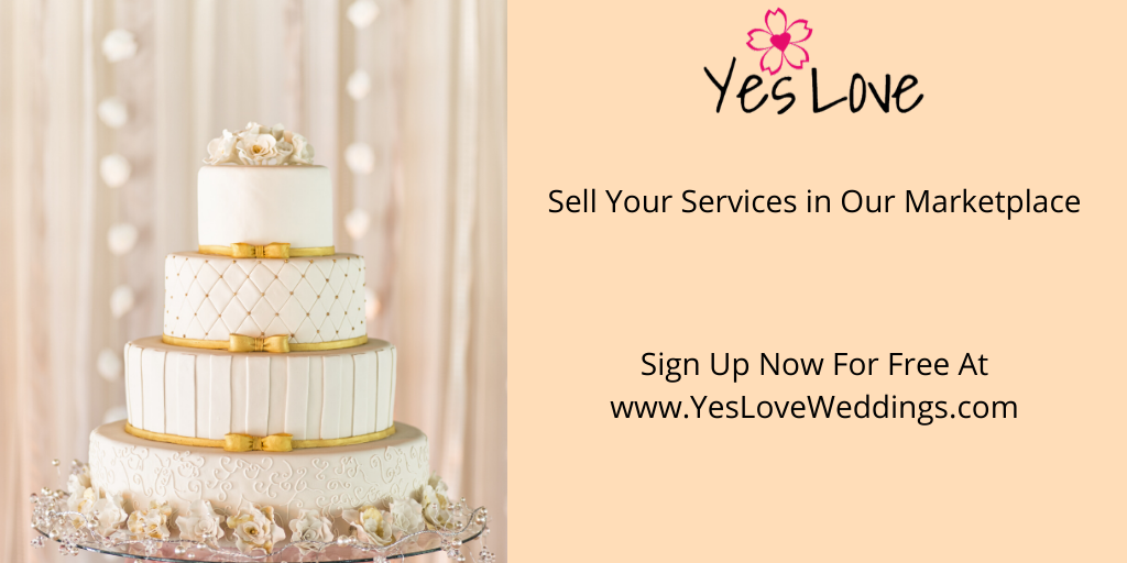 Wedding Pros sign up to sell your products &amp; services on Yes Love Wedding Marketplace. It's FREE! Sign up today at YesLoveWeddings.com