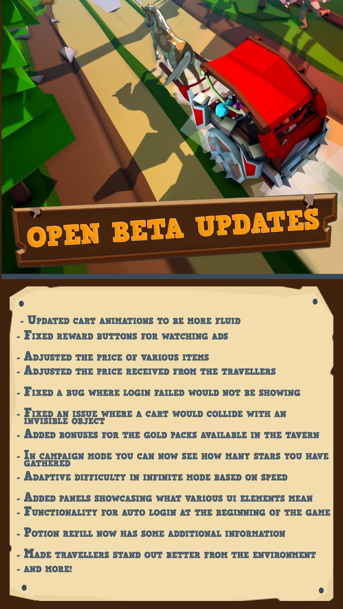 TheMerchantRun's tweet photo. We've received a lot of open beta feedback from you guys and we are very happy and thankful! We squashed bugs, balanced the game, improved the gameplay and animations and made a better product overall.

Check out our open beta here : https://t.co/evKpGKAw4D

#indiegame #gamedev https://t.co/Ps0SAq5ScX