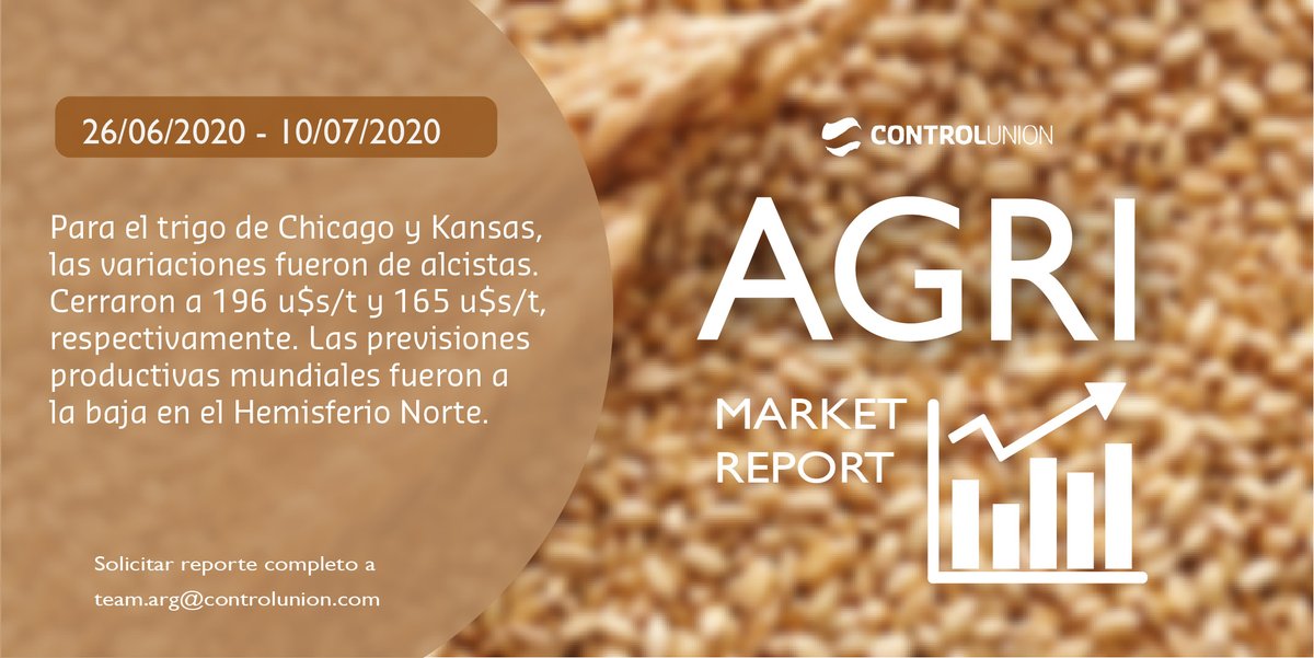 ControlunionARG's tweet photo. • Agri Market Report • 
Período 26/06/20 - 10/07/2020 
Solicitar reporte completo a team.arg@controlunion.com https://t.co/UwcTwubcO4