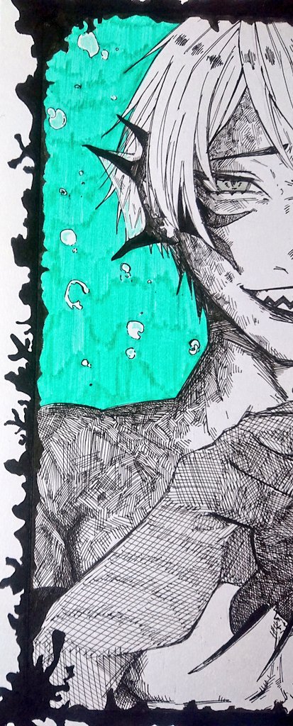 差分っぽいのと こだわった耳から耳 のヒレ に変わるとことうっすいとこ 望月 刀寿郎のイラスト