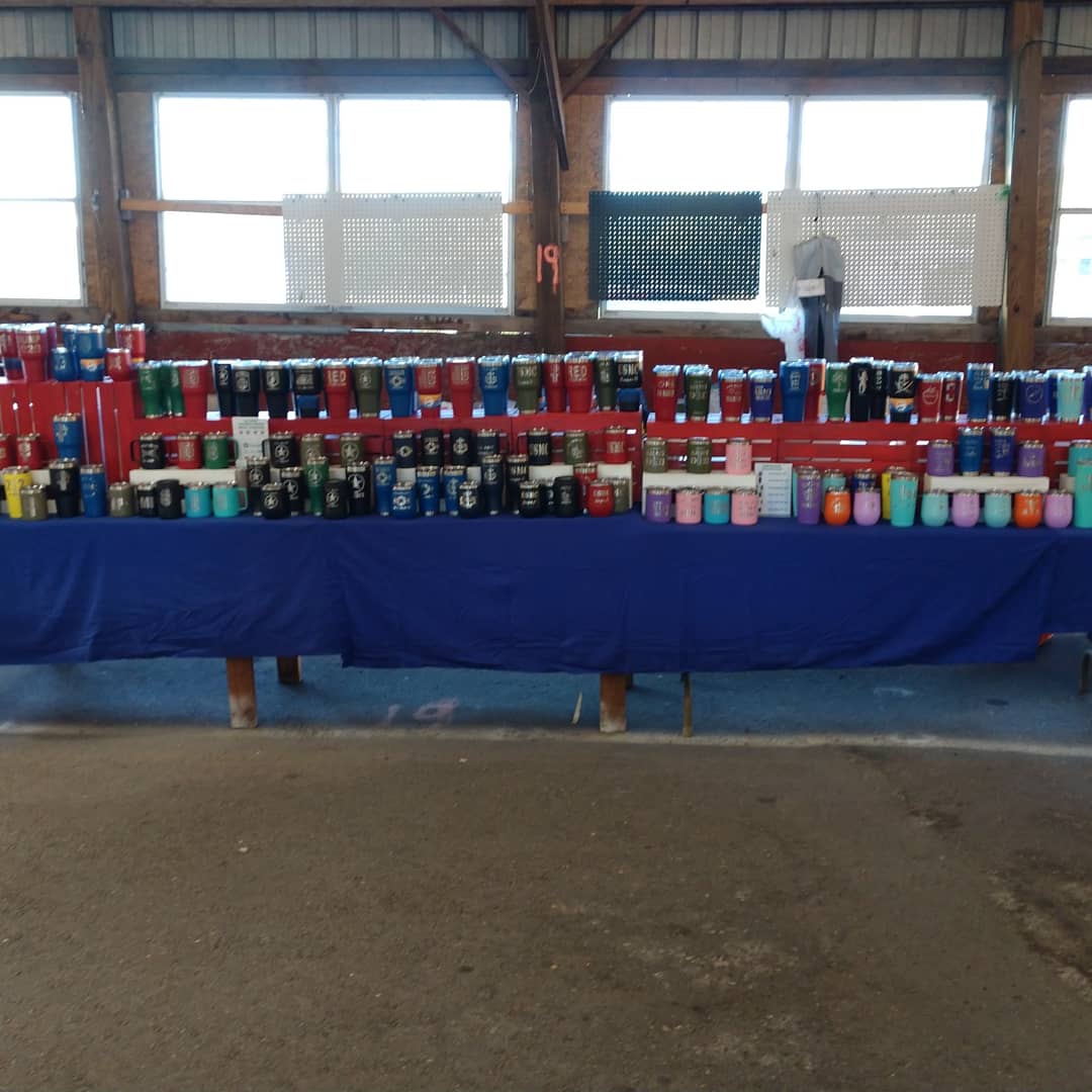 EngravingFisher's tweet photo. All set up. That takes longer each week. Hometown Farmers Market spot 19 in Pavilion 2. https://t.co/ssaFvqZzYp