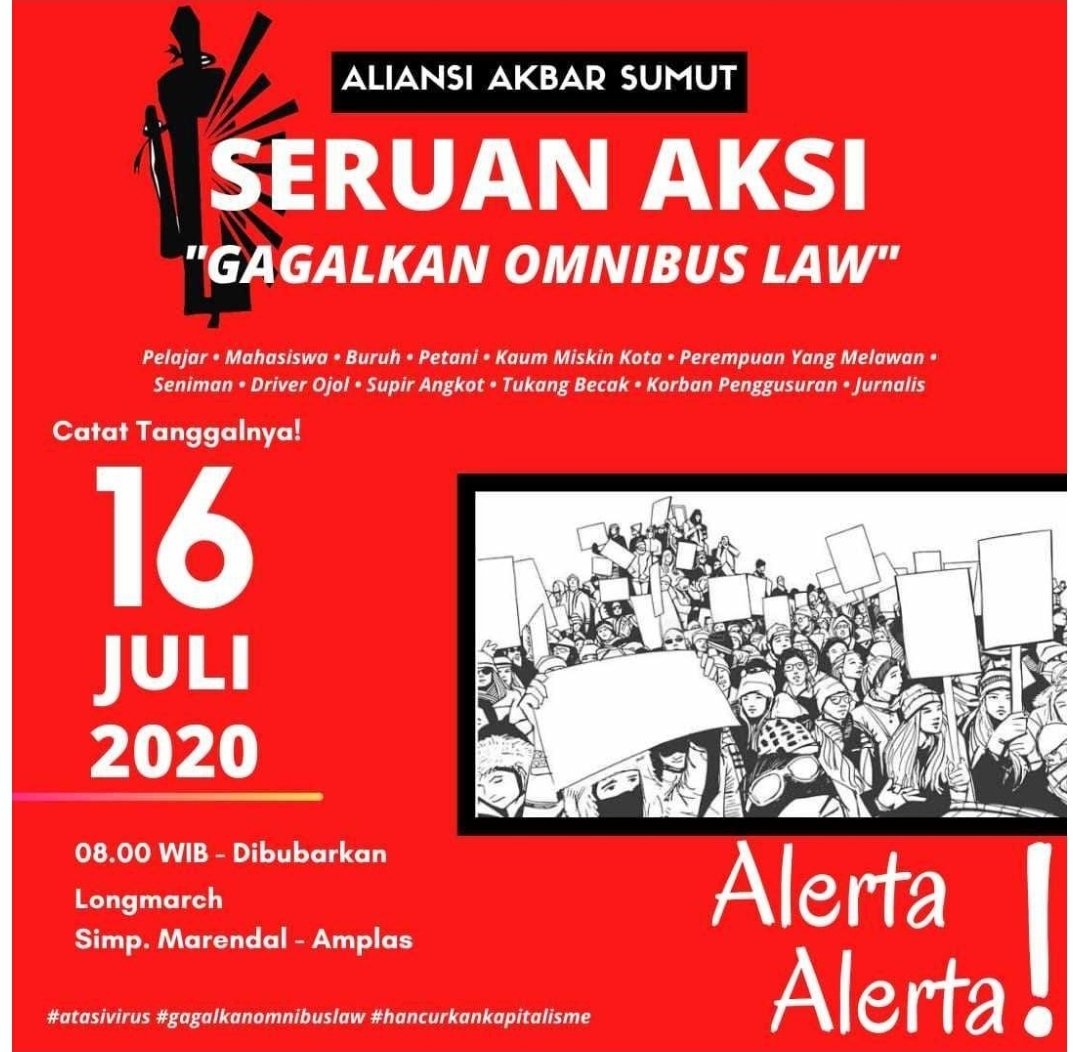 SeknasKPA's tweet photo. Aksi serentak gagalkan Omnibus Law, 16 Juli 2020. Kendari, Makassar, Surabaya dan Medan.
.
#TolakOmnibusLaw
#GEBRAK
#TanahUntukRakyatBukanInvestor
#LaksanakanReformaAgrariaSejati
#TolakBankTanah
#BuruhTaniBersatuTolakOmnibusLaw
#GERAK
#FORSUB
#GETOLJatim
#AliansiAkbarSumut https://t.co/f9PkwGsra4