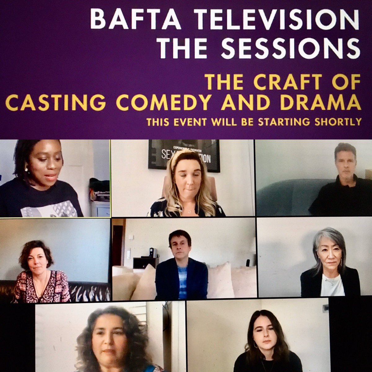 helenjerome's tweet photo. Really strong lineup of @BAFTA #ScriptedCasting nominees in #BAFTATVSessions, with @DesHCasting @topboynetflix; 
@laurendevans @SexEducation;
Nina Gold, Robert Sterne #Chernobyl;
Yoko Narahashi, @sbaigcasting @LaylaMWolf #GiriHaji, talking everything from accents to blind casting https://t.co/rynE78x3CY