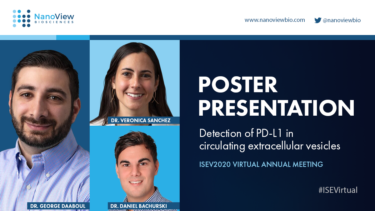 Learn about PD-L1 detection via 
<a href="/nanoviewbio/">NanoView Biosciences</a>
 at the upcoming virtual #ISEV - the poster is PF05.02 in the EVs of specific cells track #exosomes #extracellularvesicles nanoviewbio.com/isev