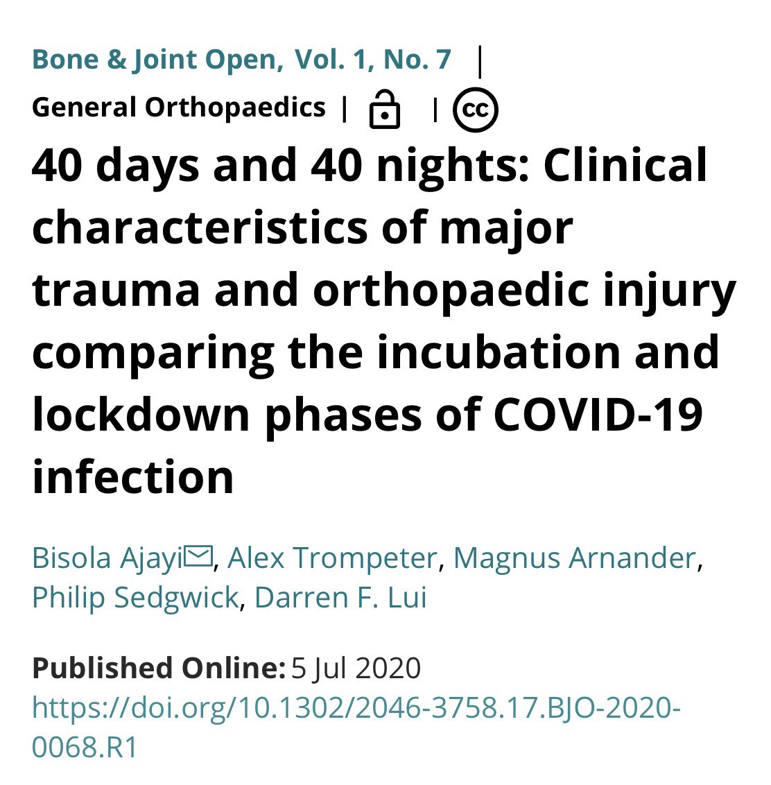 Bee_Aj1's tweet photo. 40 days and 40 nights: https://t.co/09n9RbWDHN
#SGH #Trauma #Orthopaedics #COVID19 #SpineResearchTeam https://t.co/kfvKxO8p7W
