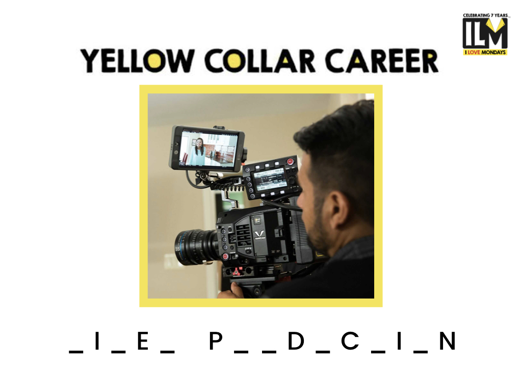 YellowCollars's tweet photo. #CareerOfTheWeek
Guess this #yellowcollarcareer in the comments below.
HINT: This is the equivalent of filmmaking and a very important element of making YouTube content. 
#ilovemondays #careeroftheweek #yellowcollarcareer #wednesdaymotivation https://t.co/r4ZLusANZ3