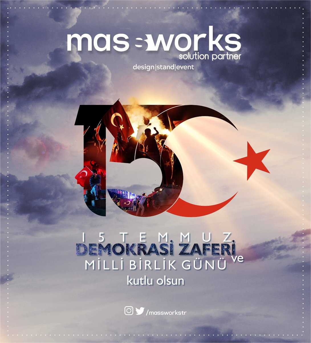 massworkstr's tweet image. 15 Temmuz Demokrasi Zaferi ve Milli Birlik Günü kutlu olsun...
•
•
•
 #15temmuzdestanı #15temmuzşehitlerköprüsü #15temmuzgecesi #demokrasivemillibirlikgünü #socialmedia #creative #content #advertising #marketing #massworks #massworksstand #massworksdesign #massworksevent