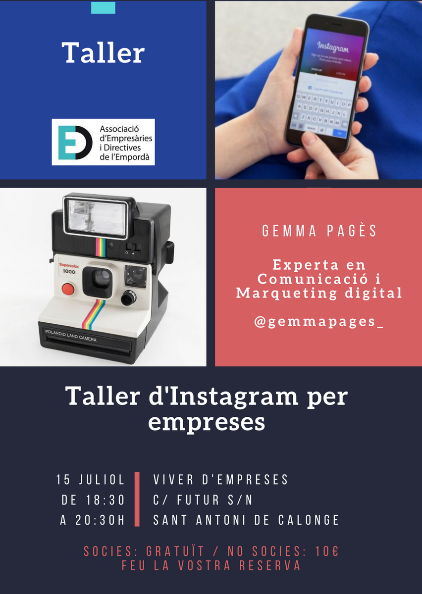gemma_pages's tweet photo. TALLER D’INSTAGRAM PER EMPRESES. En aquest NOU context post-COVID la comunicació digital cada cop té més importància. Per això és important treballar les capacitacions. 
<<<https://t.co/amuS2Jtr1s
#instagram #formacio #taller #capacitacio #media #video #transparent #honest https://t.co/T9yBdAKWZS