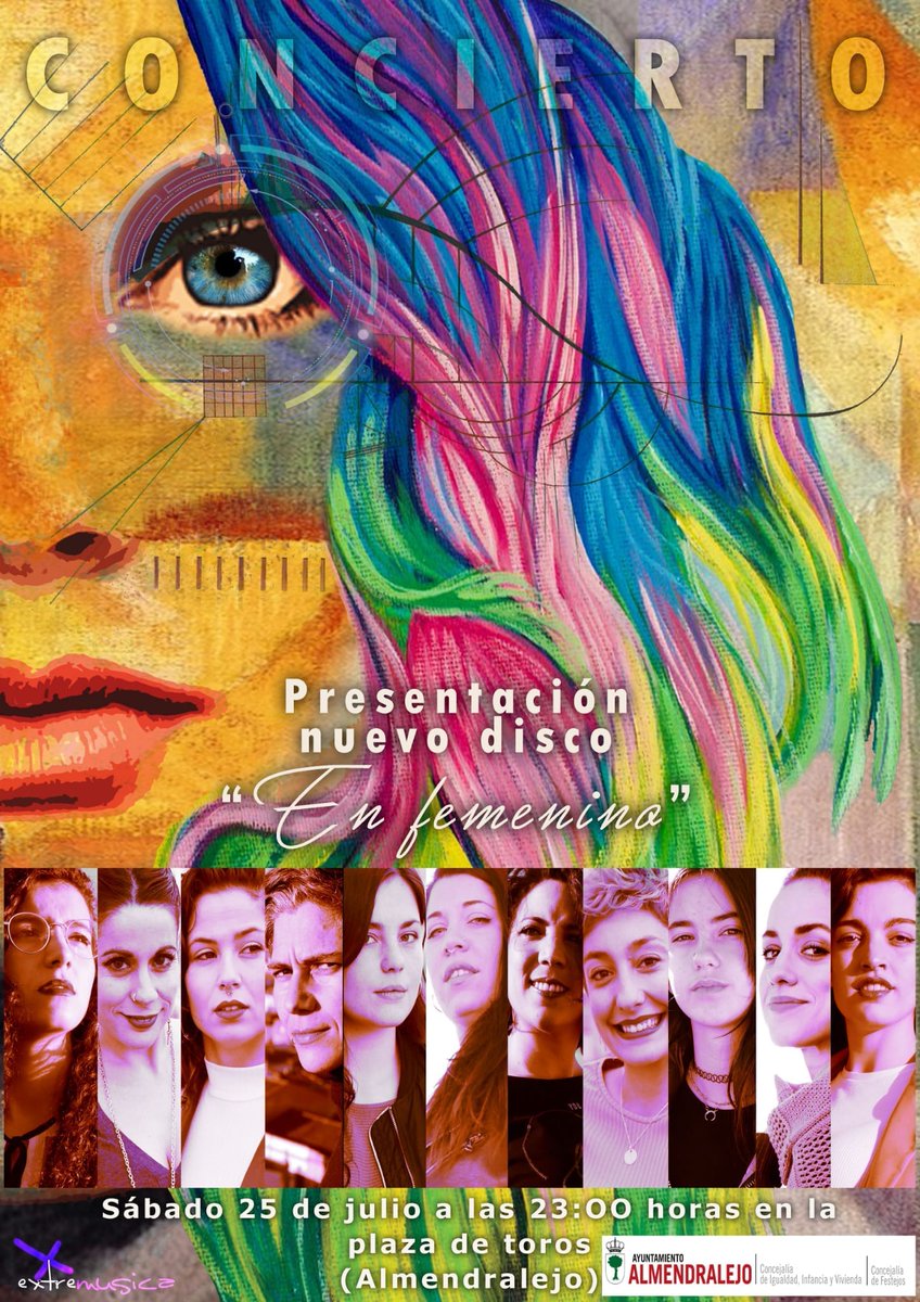 Os presentamos, la presentación del nuevo disco de "En femenino".
Sábado 25 de julio a las 23:00h en la Plaza de Toros de Almendralejo.