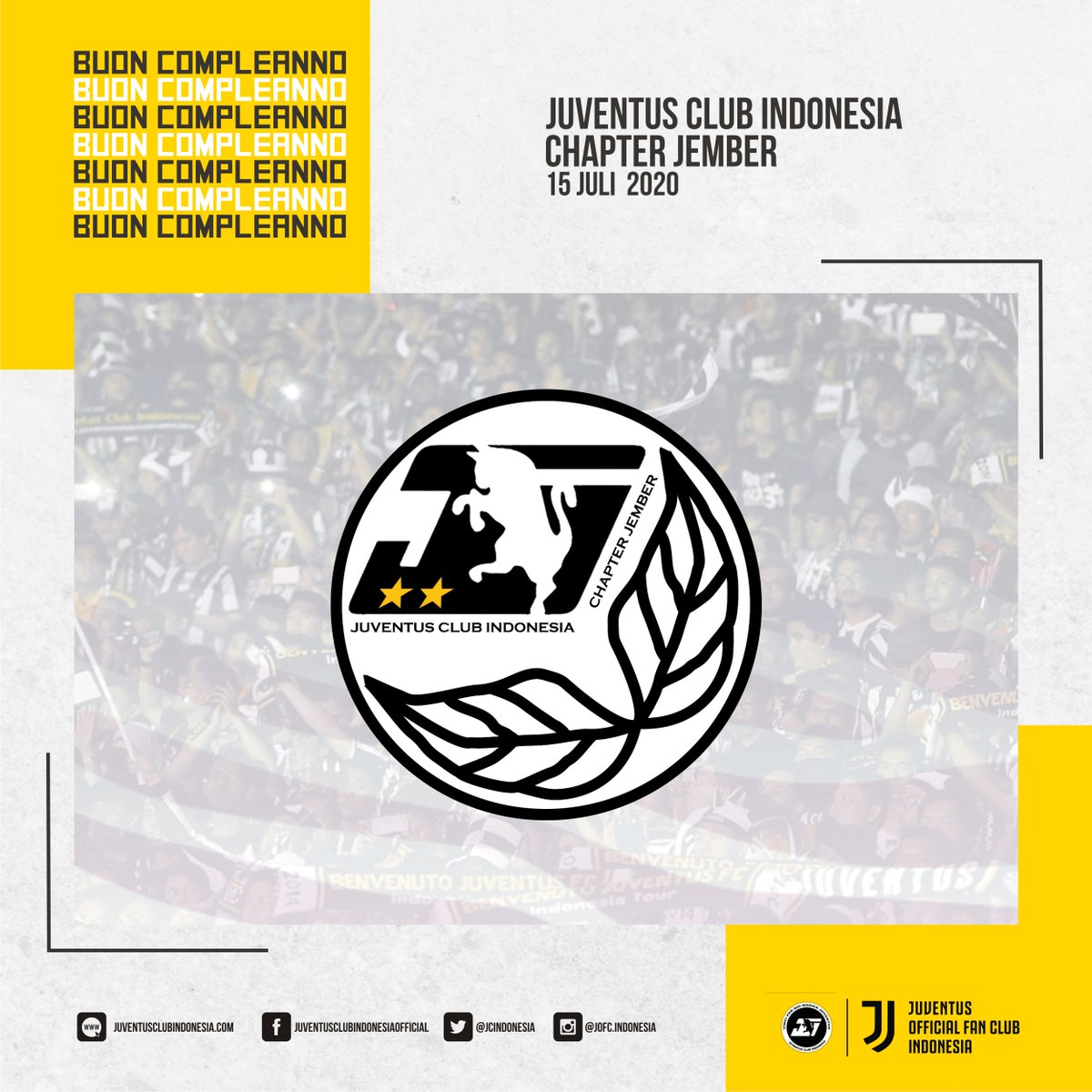 JCIndonesia's tweet photo. Hari ini 15 Juli 2020, JCI Chapter Jember merayakan hari jadinya ke-11.

Selamat Ulang Tahun @jci_jember! Semoga semakin kompak, solid, bersinergi dan terus menjadi rumah terbaik bagi Juventini di Jember

Buon Compleanno! https://t.co/GurTrXjmxQ