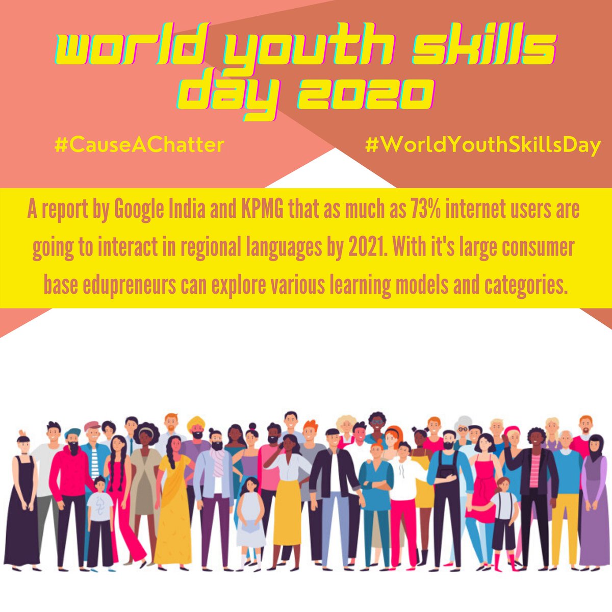 Vernacular content provides an unexplored niche. Education has shifted online and the skillset we will need in 2021 is unchartered territory. As content creators and consumers, we can use our platform to teach these new digital lifeskills.  #WorldYouthSkillsDay  #CauseAChatter