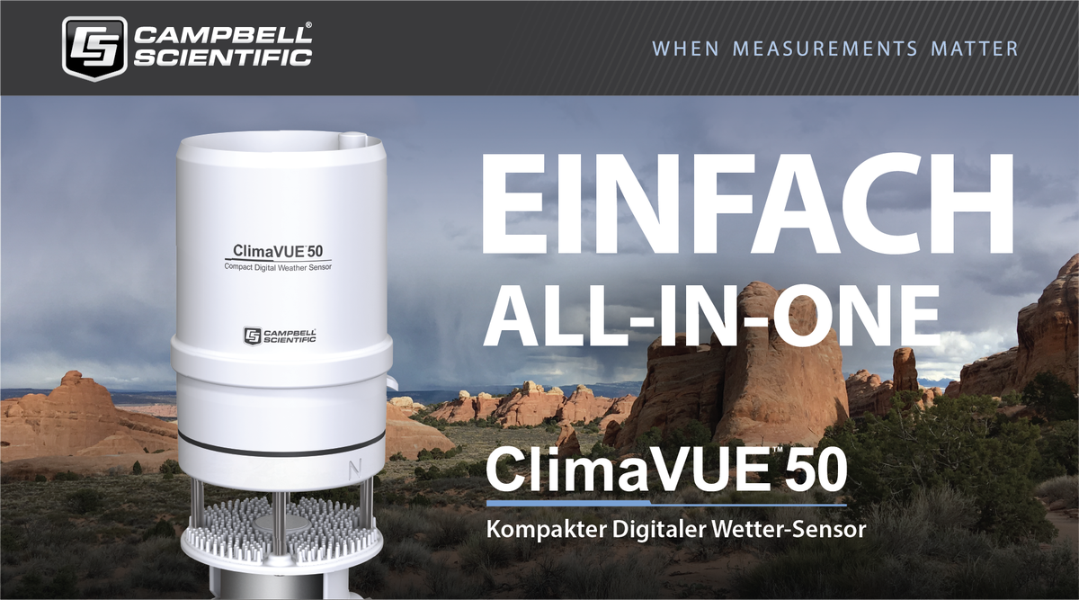 CampbellsciD's tweet photo. Einfach alle gängigen #meteorologischen #Messungen erhalten! Der All-in-One-Sensor #ClimaVUE50 erfasst Messungen mit einem simplen digitalen Ausgang, ohne bewegliche Teile. Besuchen Sie https://t.co/4psiH05YH3, um mehr zu erfahren. #WhenMeasurementsMatter, trust #CampbellSci https://t.co/oVH3AXPWL2