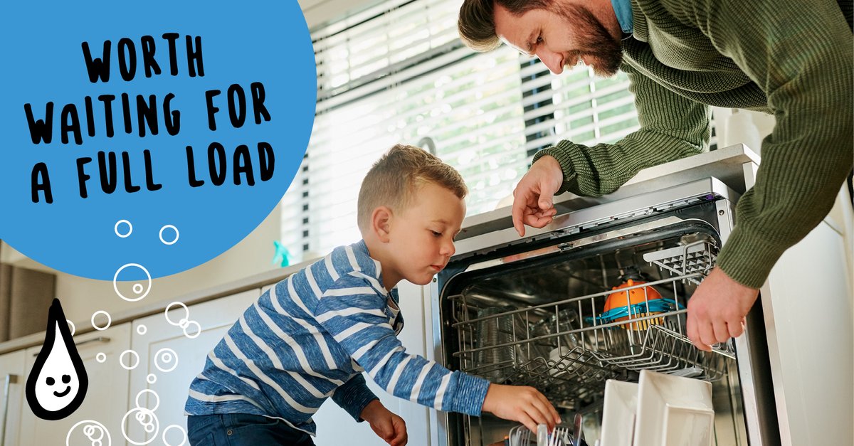 The impact of our water use now will have an effect on the availability of our community’s water in our near future. One easy way to save water and energy is to wait until the dishwasher is full before putting it on, because #WatersWorthSaving 💦