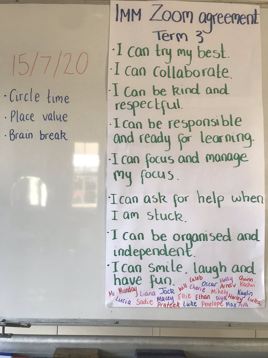 markus_munday's tweet photo. So much positivity from me to all those who are teaching, learning and helping with remote learning ✨ we’ve done it before and we can do it again! In our class we reflected on our previous Zoom agreement and made improvements - Introducing an agreement using ‘I can’ statements! https://t.co/MZdgVqedUh