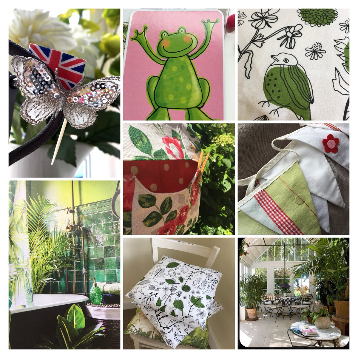 PrettyWittyNatt's tweet photo. I'm being inspired by the green around me today. The plants in the garden, the lovely shots from Pinterest and green fabrics I've got in my #FabStash. The cushion and peg bag are available in my #Etsystore https://t.co/zcKhCGSWPf What green is there around you?🌱🌵☘️ https://t.co/PKExaRKCqt