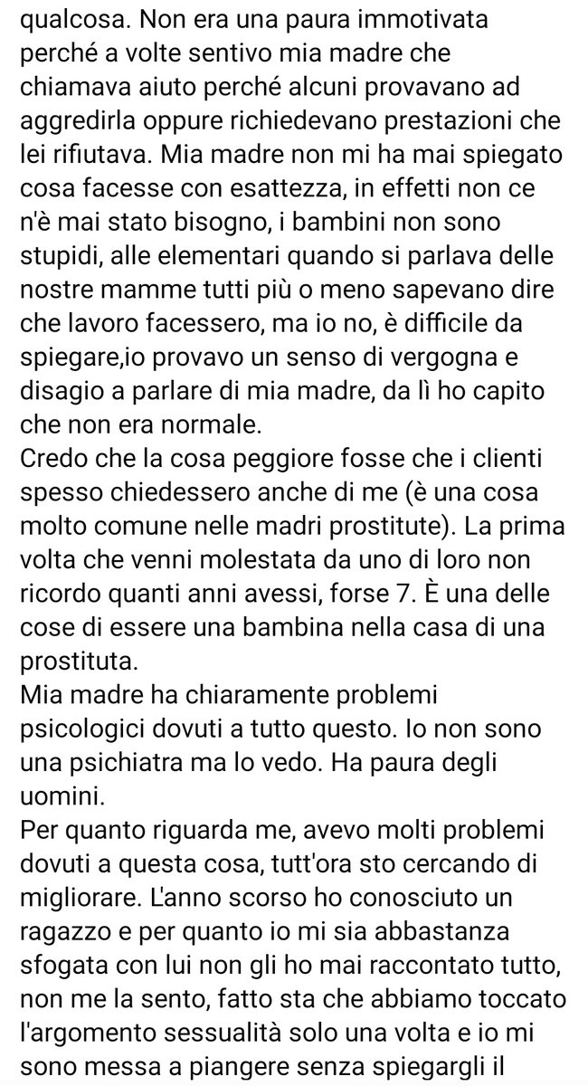 flamb4be's tweet photo. Vi lascio la storia di una ragazza la cui madre si prostituiva, dove parla di ciò che hanno subito, così magari la prossima volta ci pensate meglio a dire "sex work is work 1!!1" https://t.co/AFjYwsPd0q