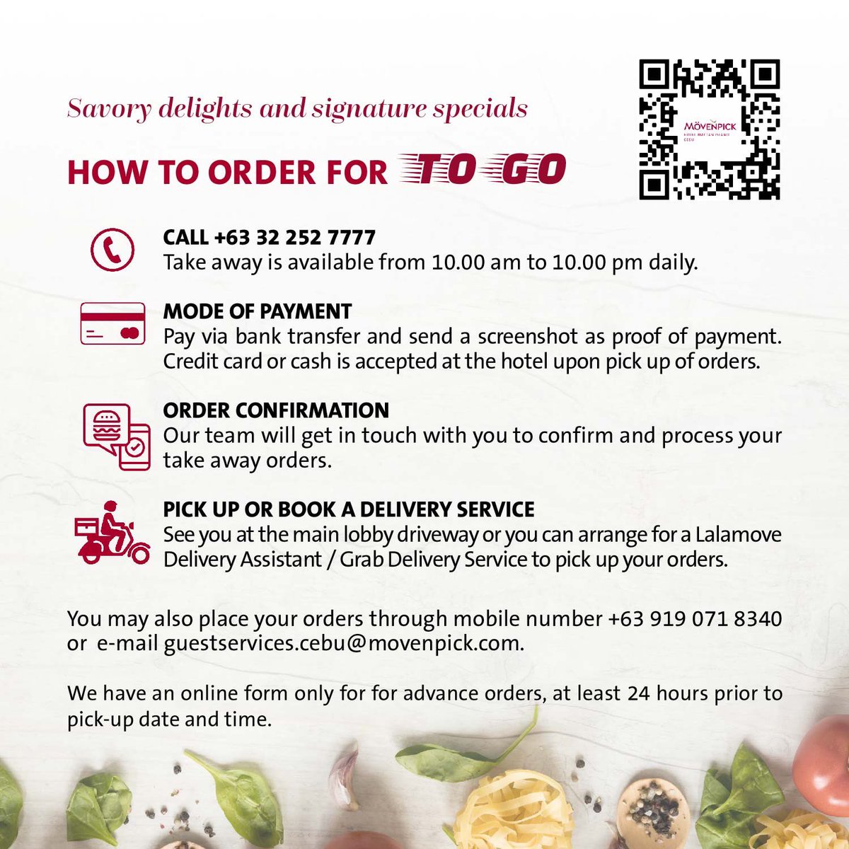 We're giving you more food choices to enjoy at home, which you can also order for pick-up at the hotel. Click the link to view our new To-Go Menu > l.ead.me/bbYLvD. 
#movenpickcebu #movenpickhotel
