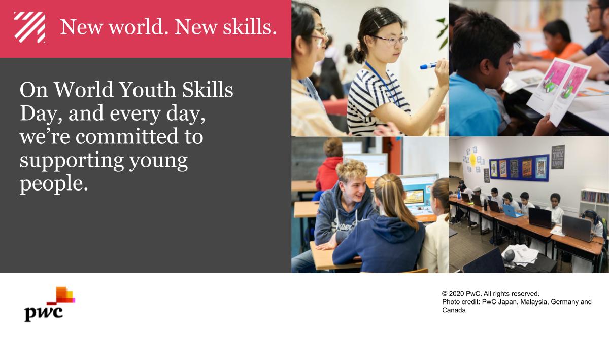 In celebration of World Youth Skills Day today, see how PwC teams across the globe are supporting young people to develop vital skills to thrive today and tomorrow. #togetherwesolve #itstime #NewWorldNewSkills #WYSD2020