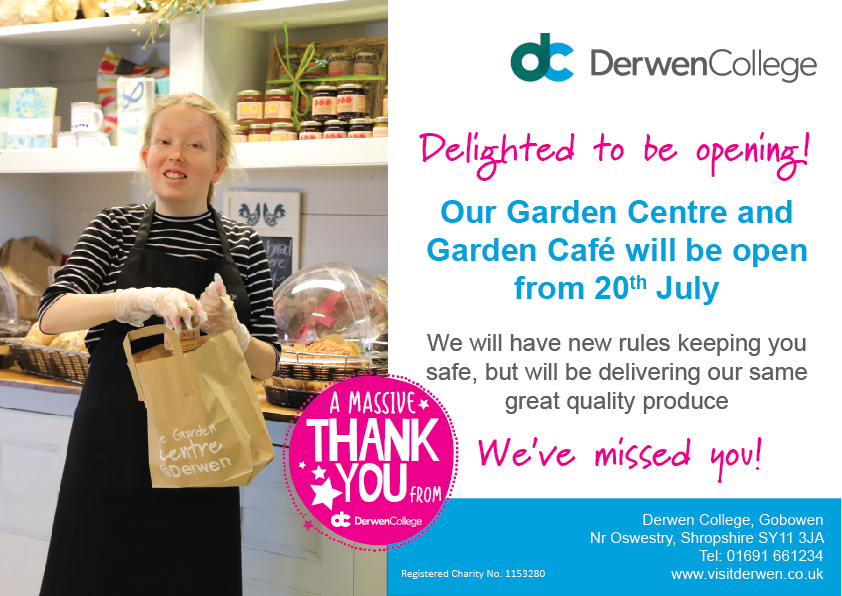 visitderwen's tweet photo. Preparations are underway to make the @DerwenCollege Garden Centre and Cafe opening on 20th July a #safe and #enjoyable experience. Can't wait to welcome back customers from next Monday. #NewMenu #SociallyDistanced #WelcomeBackSoon https://t.co/CRHehf2EqZ https://t.co/LRY1H3lAGc