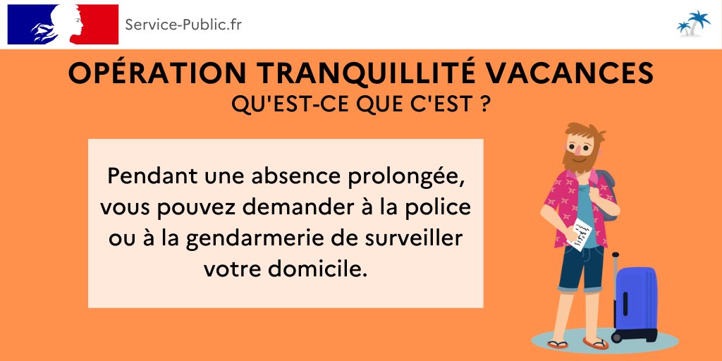 🌴 #Vacances #tranquille
#Drome | 
Pendant votre absence, les services de police ou de gendarmerie peuvent surveiller votre domicile et vous prévenir en cas d'anomalie.
Tous les détails pour s'inscrire  👉 bit.ly/3edF42s