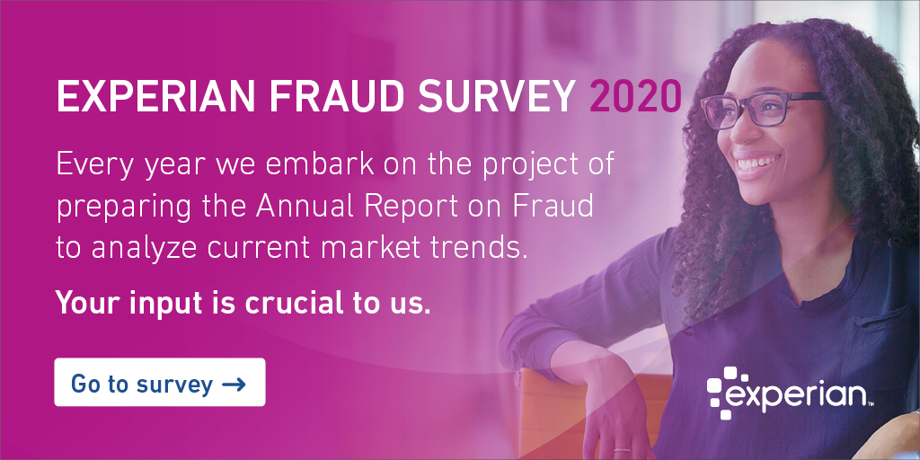 Experian_NL's tweet photo. Fraudsters are fast, unrelenting, indiscriminate, inventive and opportunistic. For our annual survey, we need your input to help us draw relevant conclusions for all industries. https://t.co/X0CzRic306 #fraud #EMEA #Experian https://t.co/Zhq5lF6hTX