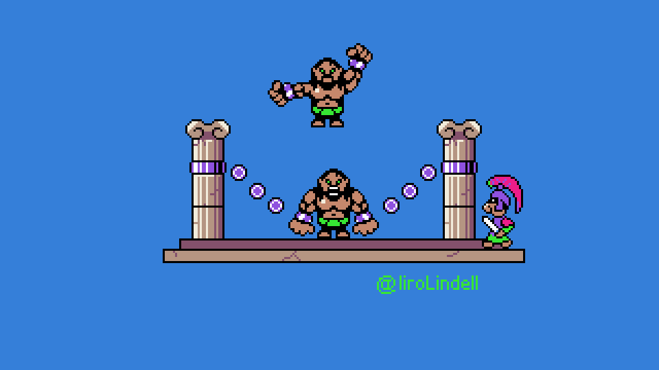 IiroLindell's tweet photo. Samson and a Roman 
#pixelart #aseprite #gamedev https://t.co/OvQOIhGLXK