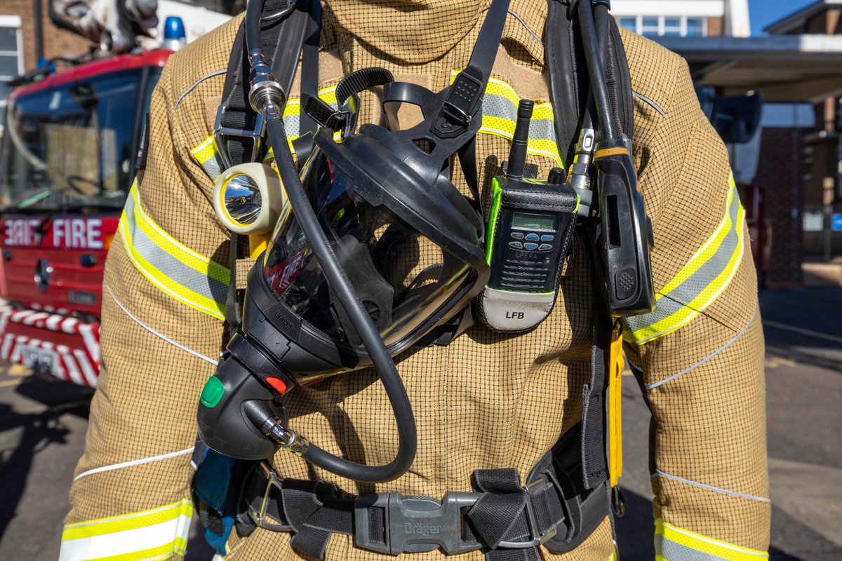 LondonFire's tweet photo. They can be a little uncomfortable but we wear ours to protect us and help us save Londoners. Please wear a face covering on public transport &amp; in shops to help protect transport workers, shop keepers &amp; those people close to you #Covid19 #facecoverings https://t.co/w9otM6tUtd