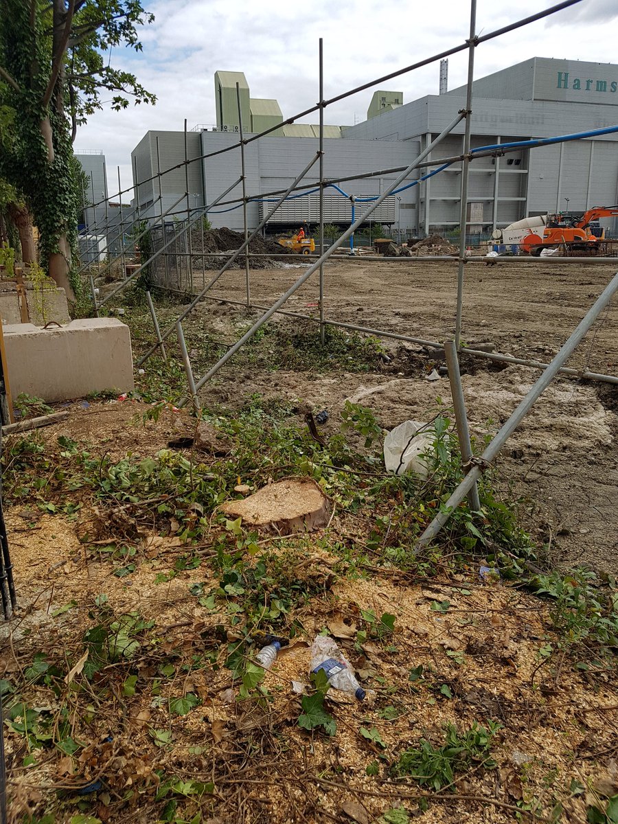 1/2/3 Before &amp; After, another mature tree cut down on the Kings College London Site in Quebec way #Rotherhithe making way for another entry gate. Despite "All trees in Quebec Way to be retained" in planning agreement. Now 20 destroyed? <a href="/BermondseyTrees/">Trees For Bermondsey</a> <a href="/se16/">SE16</a> <a href="/canadawatersaf1/">canadawatersafetynetwork</a>