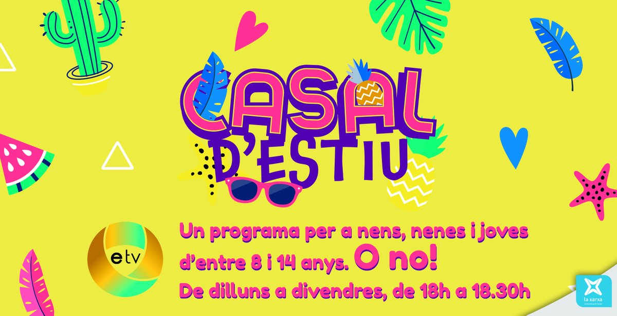 etvllobregat's tweet photo. Sabem que tal com va l'#estiu els nens necesiten diversió... És per això que farem un #programa per #nens, #nenes i #joves d'entre 8 i 14 anys!!

De DILLUNS a DIVENDRES, de 18h a 18:30h! No us ho perdeu!! Aquest estiu, que cap nen es quedi sense gresca! https://t.co/W4QcffxyCm