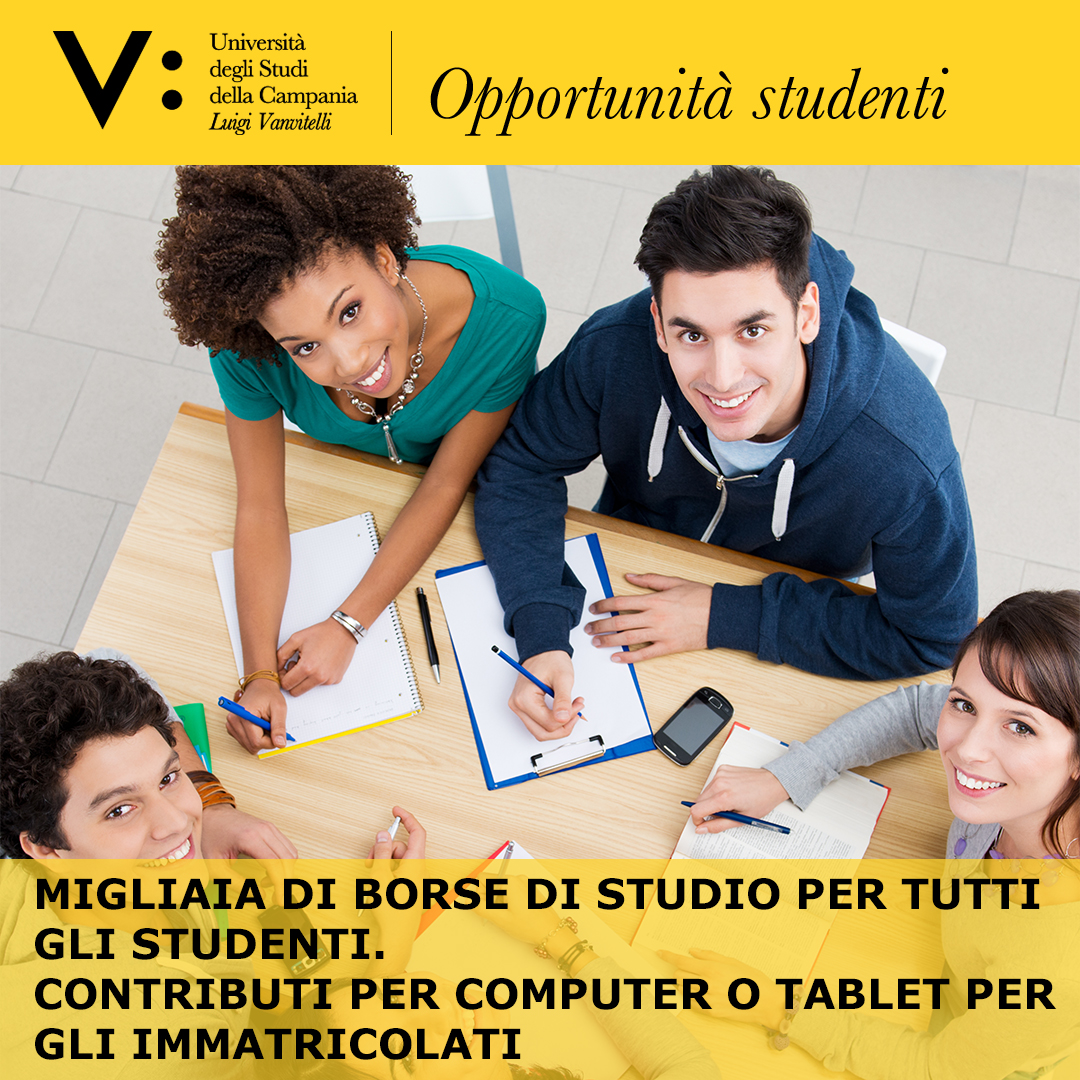 #VANVITELLISOSTIENE | Contributi per l’acquisto di computer o tablet, borse di studio agli studenti meritevoli e fratelli o sorelle di iscritti, riduzione delle tasse per studenti stranieri, incentivi per chi si iscrive ai Master e per studenti lavoratori. unicampania.it